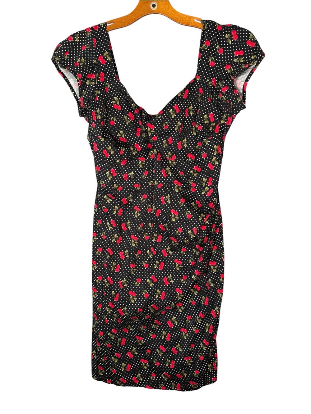 Stop Staring Cherry Print Polka Dot Dress Sweetheart Neckline Pin Up Retro 16